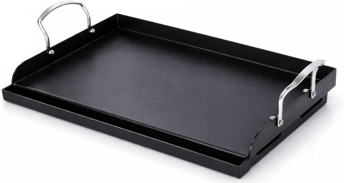 Utheer Cast Iron Griddle, Pre-Seasoned, Nonstick, 17 x 13 in Flat Top
