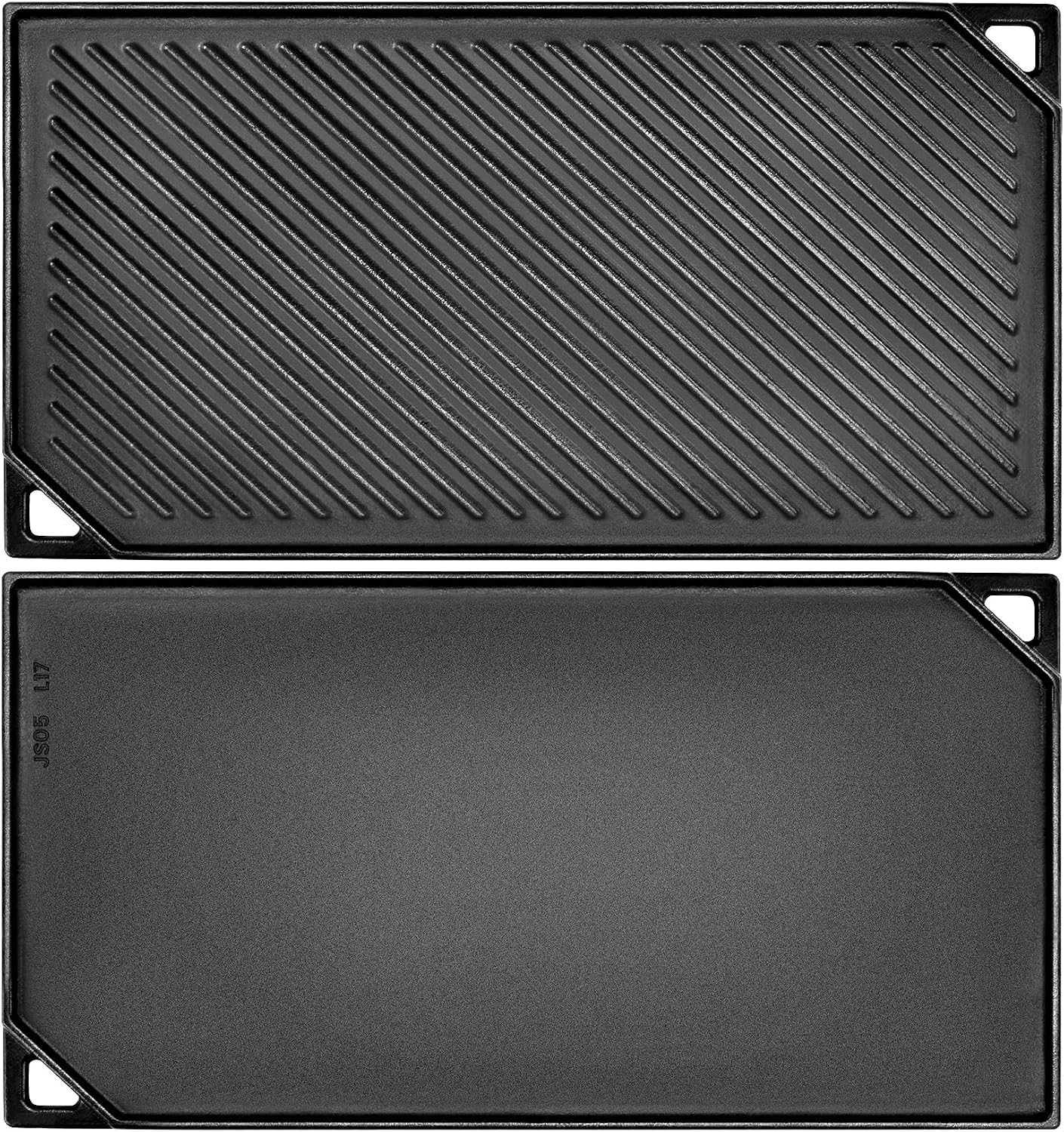GGC Reversible Cast Iron Griddle, 16.5" x 9.5" Rectangular Griddle Pan