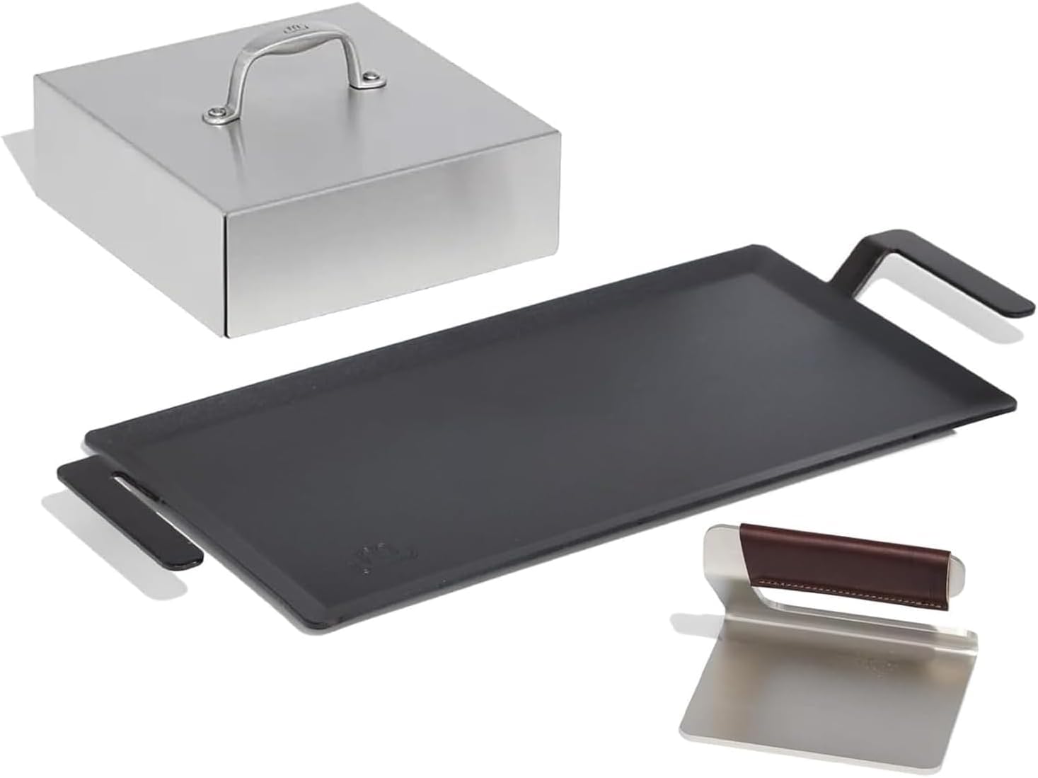 Made In Cookware - Carbon Steel Griddle and Grill Press Set with Half Lid - Professional Cookware - Crafted in Sweden - Induction Compatible