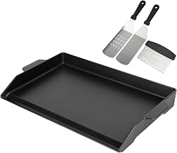 BBQ Future Universal Cast Iron Griddle for Gas Grill with Spatula Set, 23" x 16" Pre-Seasoned Nonstick Griddle Insert Large BBQ Flat Top Plate for All Gas/Electric Grill, Stove Top and more