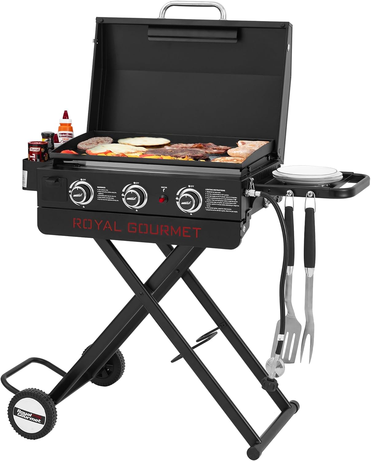 Royal Gourmet PD3001 3-Burner Propane Gas Griddle with Collapsible Stand