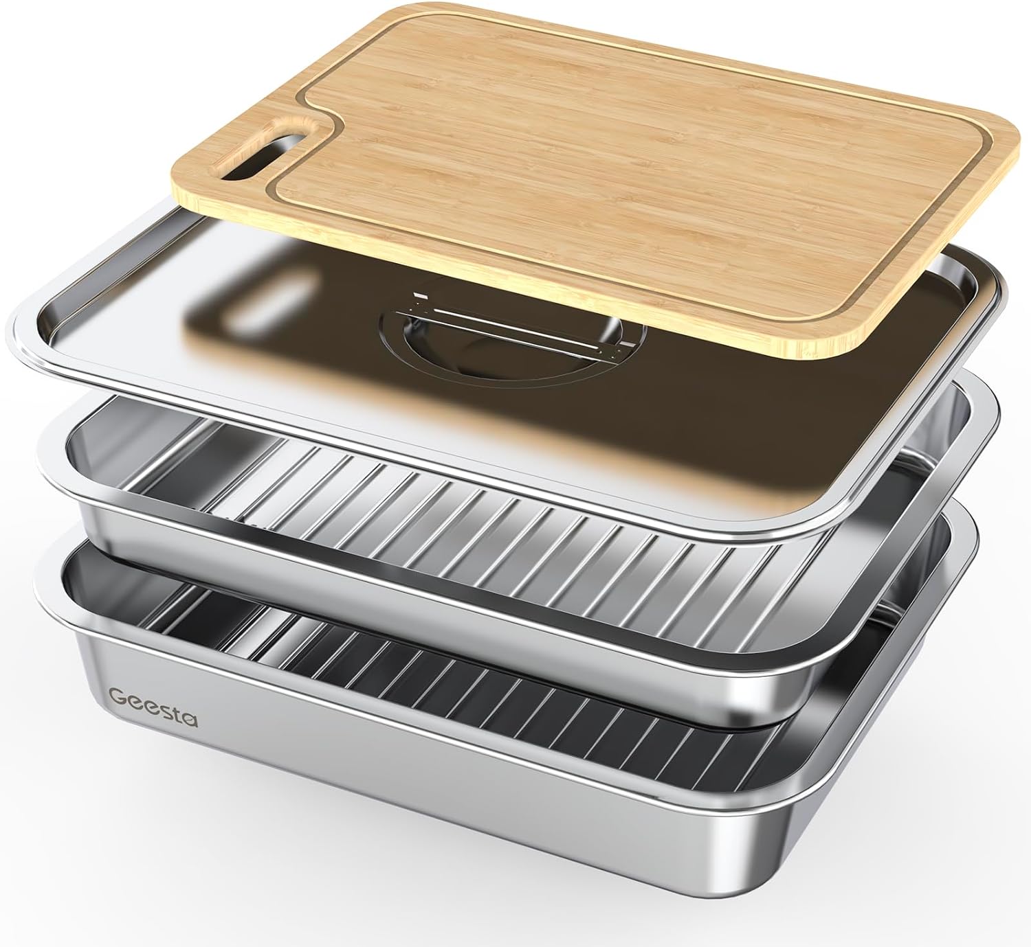 Geesta Grilling Prep and Serve Tray with Lid and Cutting Board