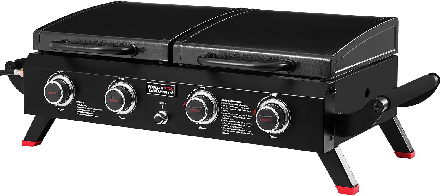 Royal Gourmet 4 Burner Propane Gas Grill and Griddle Combo with Hood